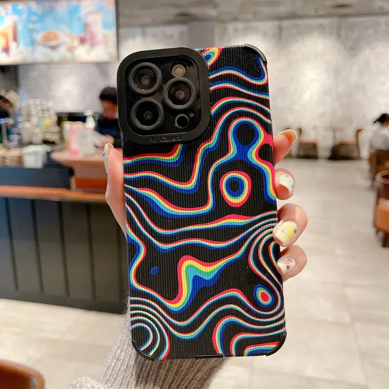 Wavy Rainbow Aesthetic Phone Case for Y2K Fashion Lovers and Cute Style Enthusiasts