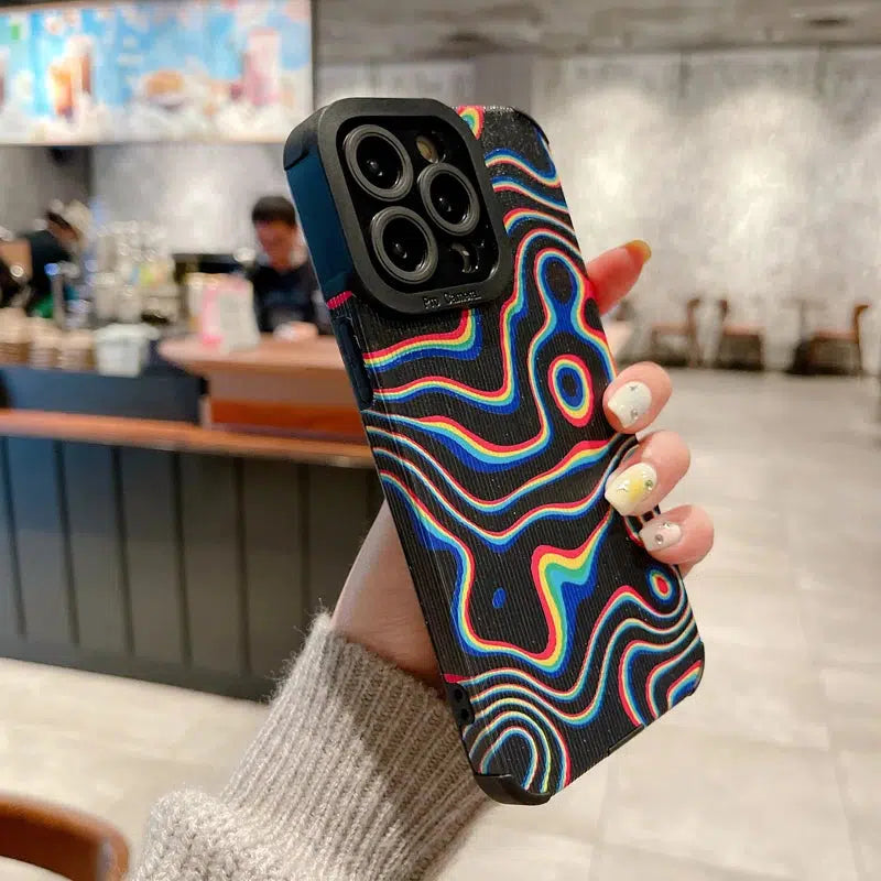 Wavy Rainbow Aesthetic Phone Case for Y2K Fashion Lovers and Cute Style Enthusiasts