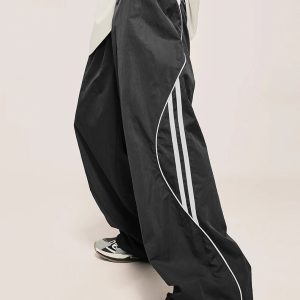 Wavy Side Striped Baggy Joggers for Y2K Aesthetic and Comfy Street Style Outfits