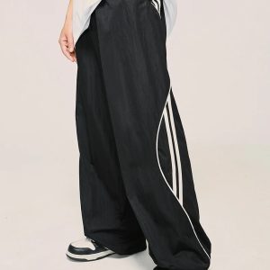 Wavy Side Striped Baggy Joggers for Y2K Aesthetic and Comfy Street Style Outfits