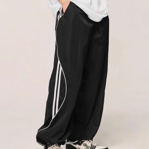 Wavy Side Striped Baggy Joggers for Y2K Aesthetic and Comfy Street Style Outfits