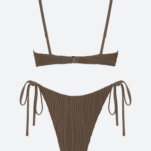 Wavy Striped Wired Cup Bikini Set for Y2K Aesthetic Beach Vibes and Cute Summer Style