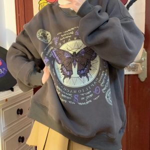 Witchy Butterfly Y2K Aesthetic Sweatshirt - Cozy Grunge Style for Unique Fashion Lovers