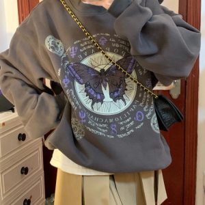 Witchy Butterfly Y2K Aesthetic Sweatshirt - Cozy Grunge Style for Unique Fashion Lovers