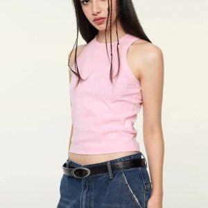 Women's Y2K Aesthetic Washed Solid Tank Top - Cute and Comfy for Everyday Outfits