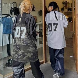 Women's Y2K Urban Camo Sports T-Shirt - Trendy Grunge Aesthetic Activewear Top