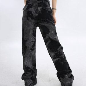 Wonder Haze Y2K Straight Leg Jeans for a Chic Grunge Aesthetic Look