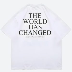 World Has Changed Y2K Graphic Tee - Trendy Coquette Aesthetic Top for Stylish Outfits