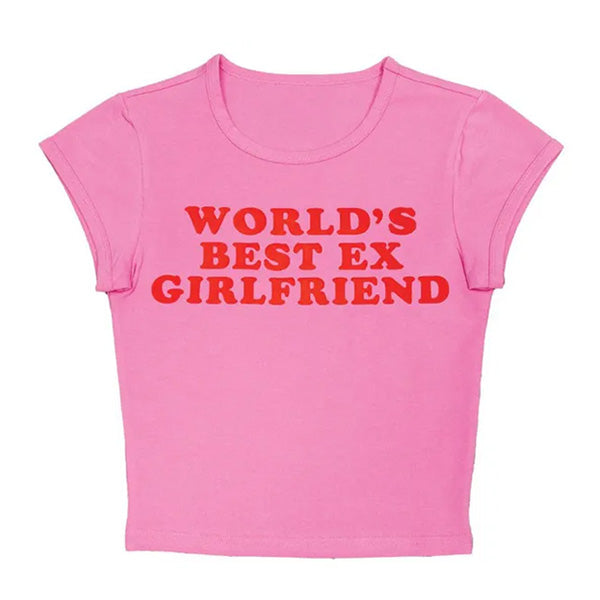 World's Best Ex Girlfriend Y2K Baby Tee - Cute Top for Coquette and Grunge Aesthetic