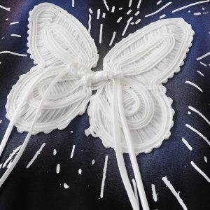 Woven Ribbon Butterfly Tee - Y2K Aesthetic Cute Top for Coquette and Grunge Styles