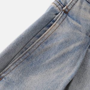 Wrinkle Washed Loose Jeans for Y2K Aesthetic: Comfy Grunge Style Denim for Effortless Looks