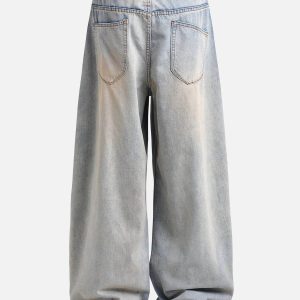 Wrinkle Washed Loose Jeans for Y2K Aesthetic: Comfy Grunge Style Denim for Effortless Looks