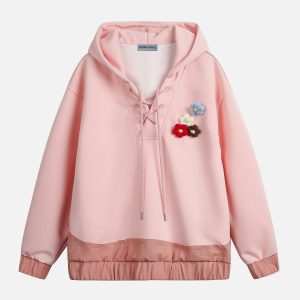 Y2K Aesthetic 3D Flower Hoodie - Cute and Comfy for Coquette and Grunge Styles