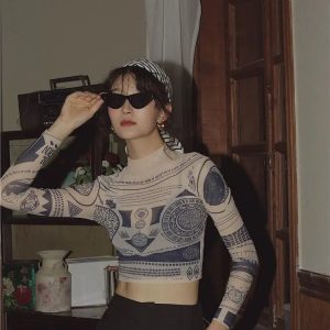 Y2K Aesthetic Ancient Egyptian Mystique Symbol Crop Top for Trendy Outfits