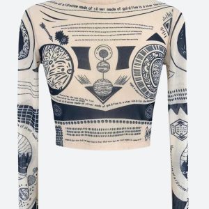 Y2K Aesthetic Ancient Egyptian Mystique Symbol Crop Top for Trendy Outfits