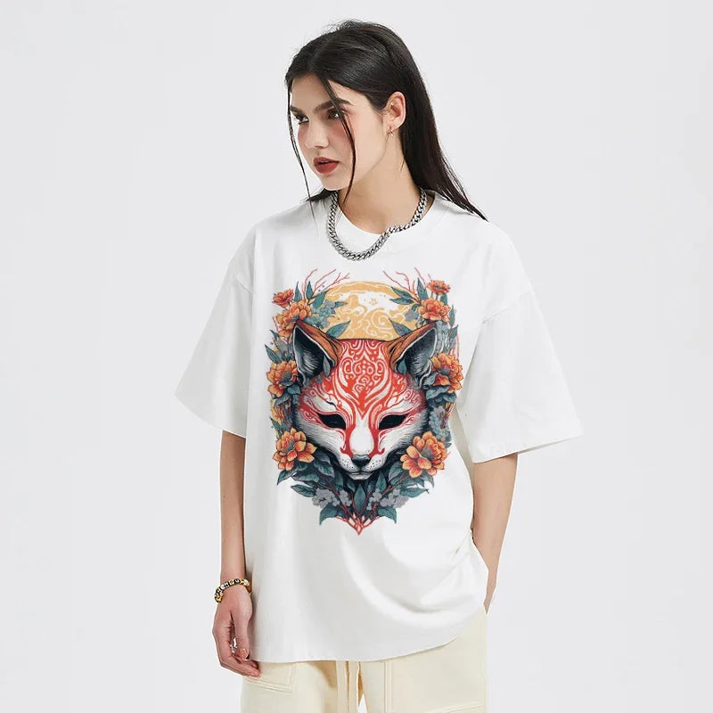 Y2K Aesthetic Ancient Fox Print Graphic T-Shirt for Trendy Coquette Style