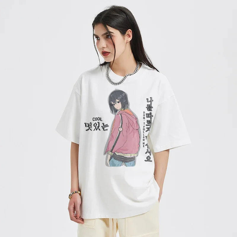 Y2K Aesthetic Anime Girl Graphic Tee - Trendy Cute Top for Retro Fashion Lovers