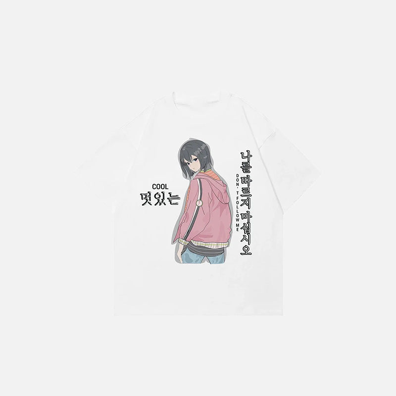 Y2K Aesthetic Anime Girl Graphic Tee - Trendy Cute Top for Retro Fashion Lovers