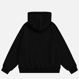 Y2K Aesthetic Basic Print Hoodie - Comfy and Stylish for Everyday Outfits