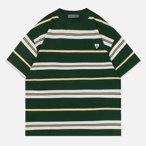 Y2K Aesthetic Basic Stripe Tee - Cute and Comfy Top for Effortless Style