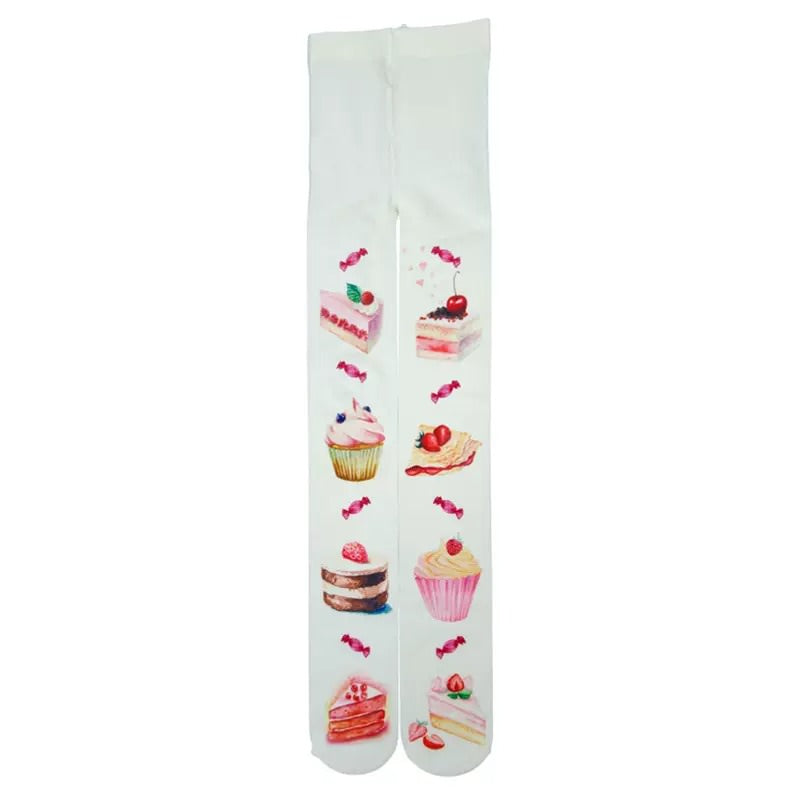 Y2K Aesthetic Cake Print Tights for Cute Outfits and Playful Fashion Statements