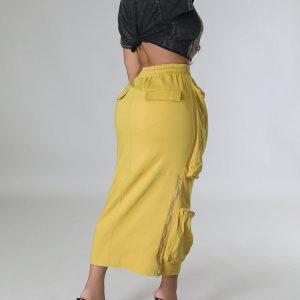 Y2K Aesthetic Cargo Pocket Zipper Skirt - Trendy Grunge Style for Effortless Outfits