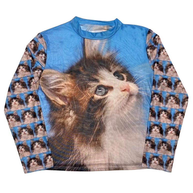 Y2K Aesthetic Cats Everywhere Graphic Long Sleeve Tee - Cute & Comfy Top for Every Occasion