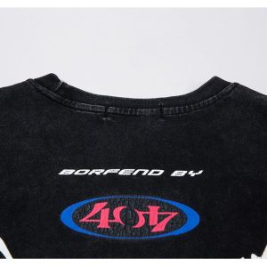 Y2K Aesthetic Contrast Color Racing T-Shirt - Trendy Grunge Style for Unique Outfits