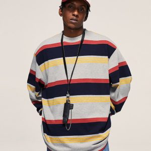 Y2K Aesthetic Contrast Striped Loose Long-Sleeved T-Shirt for Trendy Outfits