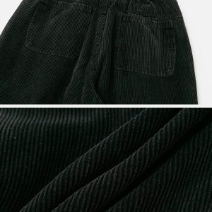 Y2K Aesthetic Corduroy Black Pants for Grunge Style and Coquette Outfits