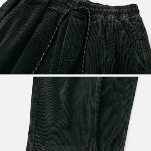 Y2K Aesthetic Corduroy Black Pants for Grunge Style and Coquette Outfits