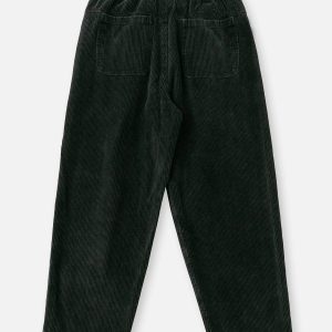 Y2K Aesthetic Corduroy Black Pants for Grunge Style and Coquette Outfits