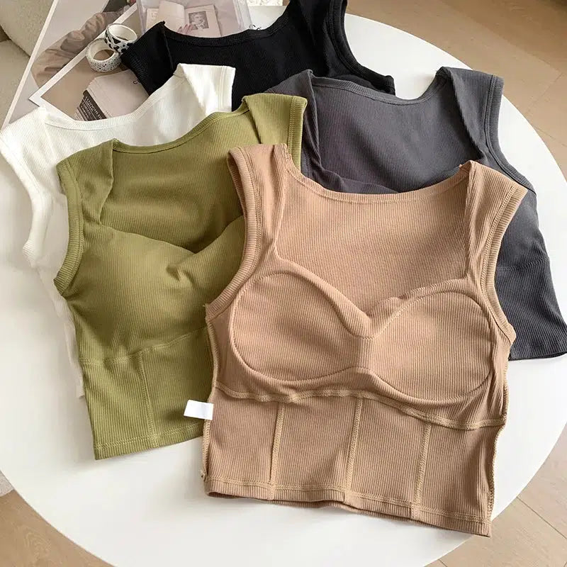 Y2K Aesthetic Corduroy Square Neck Crop Top for Cute Outfits and Comfy Style