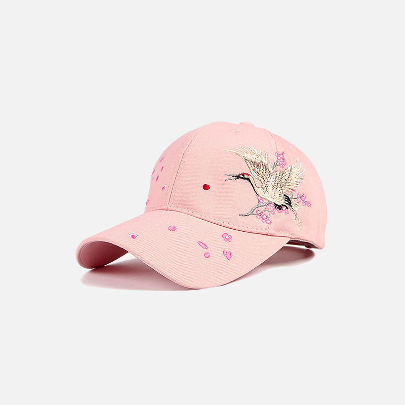 Y2K Aesthetic Crane Blossom Cap - Cute Coquette Style Hat for Trendy Outfits