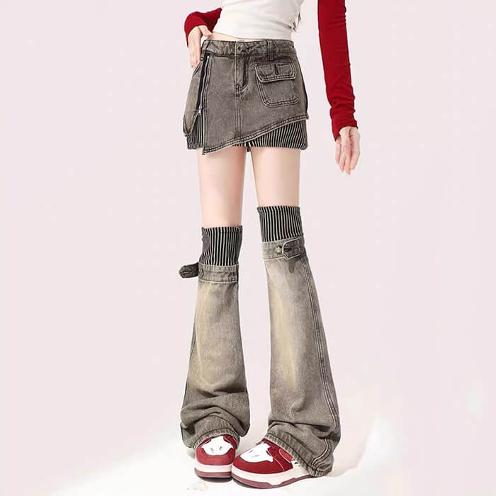 Y2K Aesthetic Dream Skirt & Cozy Leg Warmers Set for Trendy Outfits