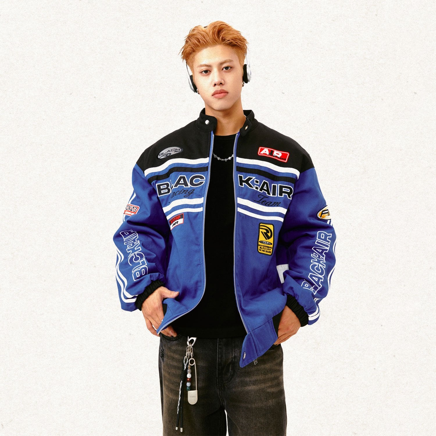 Y2K Aesthetic Embroidered Racing Jacket - Vintage Grunge Style Outerwear for Trendy Looks