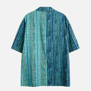 Y2K Aesthetic Ethnic Style Short Sleeve Shirt - Trendy Vintage-Inspired Top for Unique Outfits