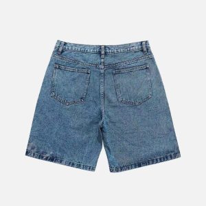 Y2K Aesthetic Five-Pointed Star Splicing Slim Denim Shorts for Trendy Outfits