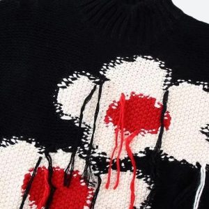 Y2K Aesthetic Flower Embroidered Knitted Sweater Vest for Coquette and Grunge Styles