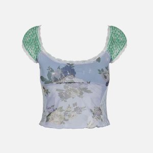 Y2K Aesthetic Flower Plaid Patchwork Tank Top - Cute and Trendy Summer Style