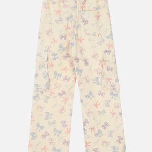 Y2K Aesthetic Full Print Bow Pants - Cute and Comfy for Trendy Outfits