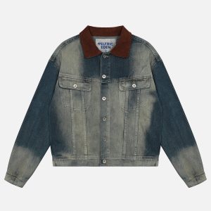 Y2K Aesthetic Gradient Crop Denim Jacket for Trendy Outfits and Stylish Layering