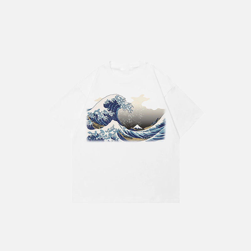 Y2K Aesthetic Great Wave Graphic T-Shirt - Vintage Style Cute Top for Trendy Outfits