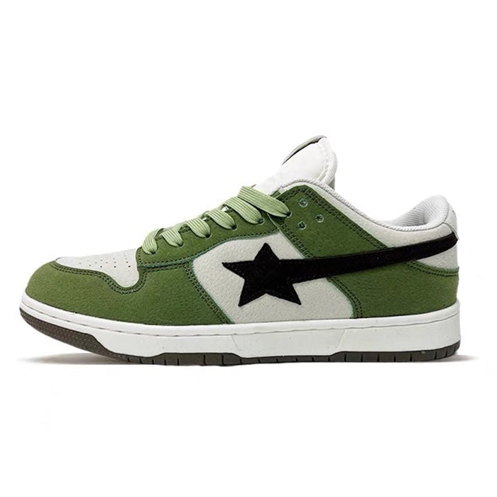 Y2K Aesthetic Green & Black Star Sneakers for Trendy Grunge and Coquette Styles