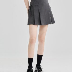 Y2K Aesthetic Grey Mini Skirt - Cute Cargo Skirt for Coquette and Grunge Styles