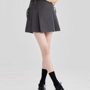 Y2K Aesthetic Grey Mini Skirt - Cute Cargo Skirt for Coquette and Grunge Styles