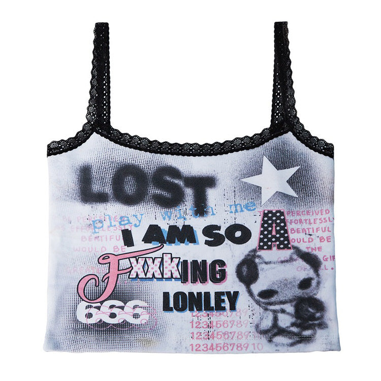 Y2K Aesthetic I Am So Lonely Skinny Tank Top - Cute and Comfy for Trendy Outfits