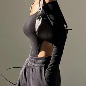 Y2K Aesthetic Infinite Ink Skinny Bodysuit - Trendy Grunge Style for Chic Outfits