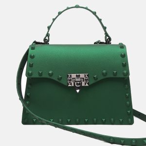 Y2K Aesthetic Jelly Rivet Decor Satchel - Trendy Coquette Style Handbag for Fashion Lovers