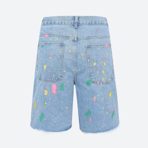 Y2K Aesthetic Knitted Flower Patch Denim Shorts for Cute and Comfy Summer Outfits